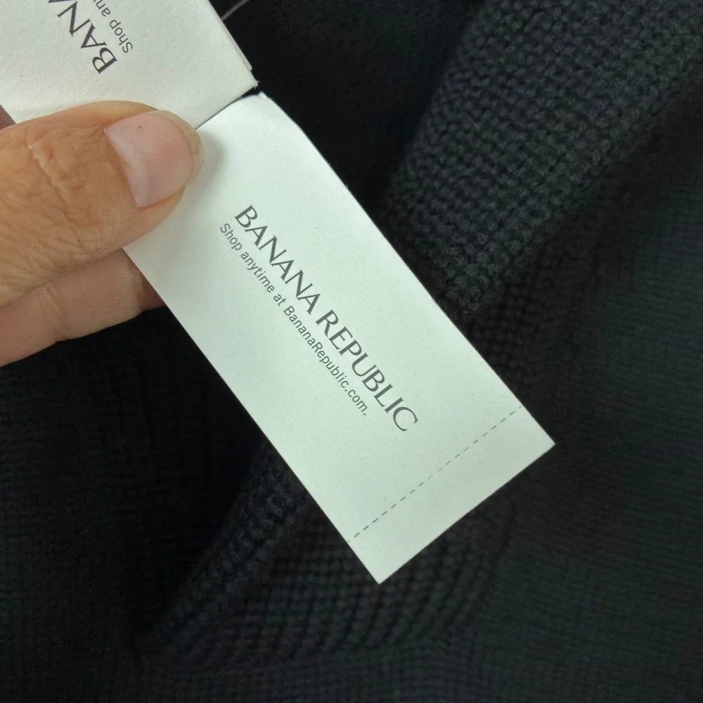 Banana Republic Mens Black 100% Wool Shawl Collar Pullover Sweater L 690613-00-1